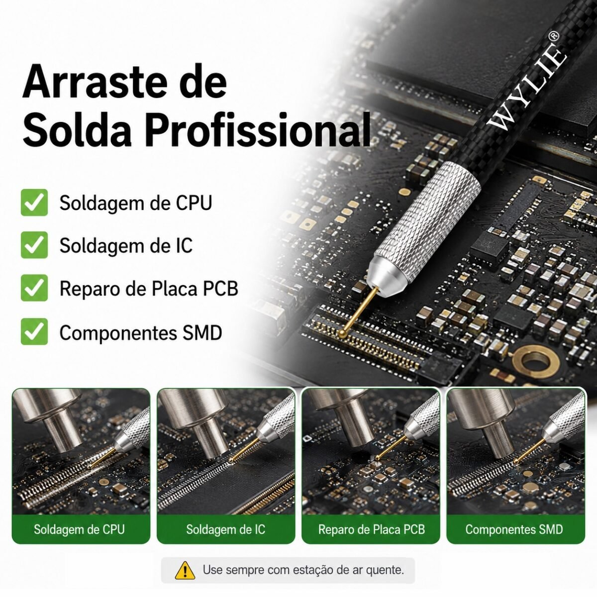 Ferramenta Para Arrastar Solda Wylie Wl-206f Kit 3 Pontas - Imagem 7