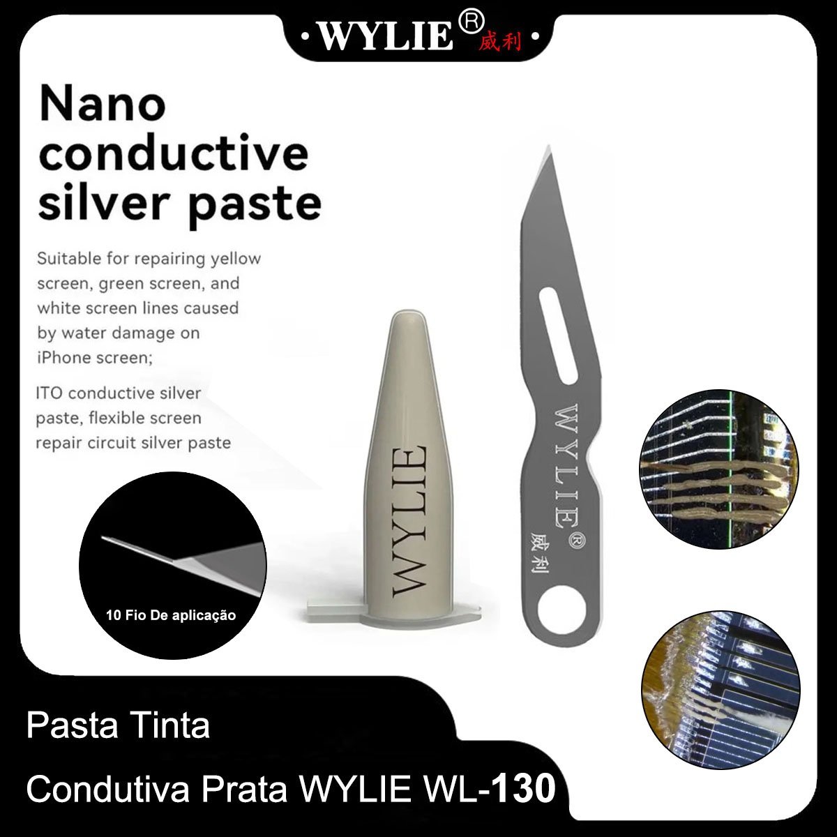 Tinta Condutiva Prata em Pasta WYLIE WL-130